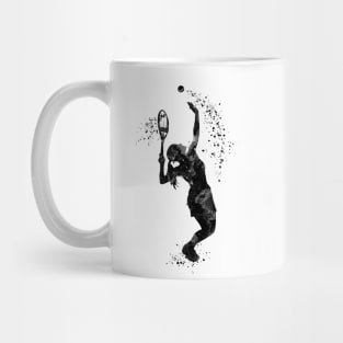 Tennis Girl Player Black and White Silhouette Mug